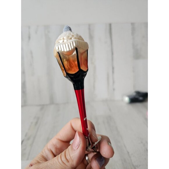 inge glas Vintage clip lantern lamp light ornament snow Xmas tree - Picture 4 of 9